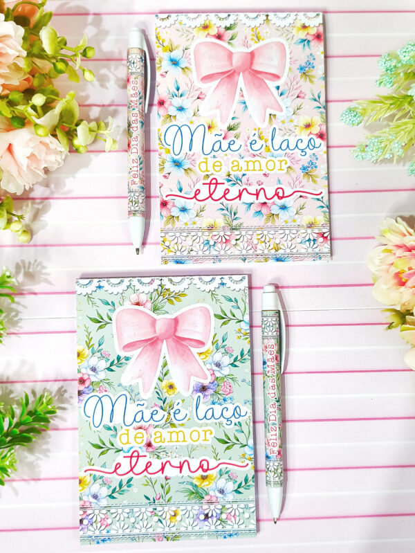 Capa Bloquinho + Caneta Dia das Mães