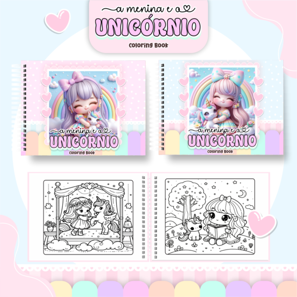 Livro de Colorir Menina e Unicórnio